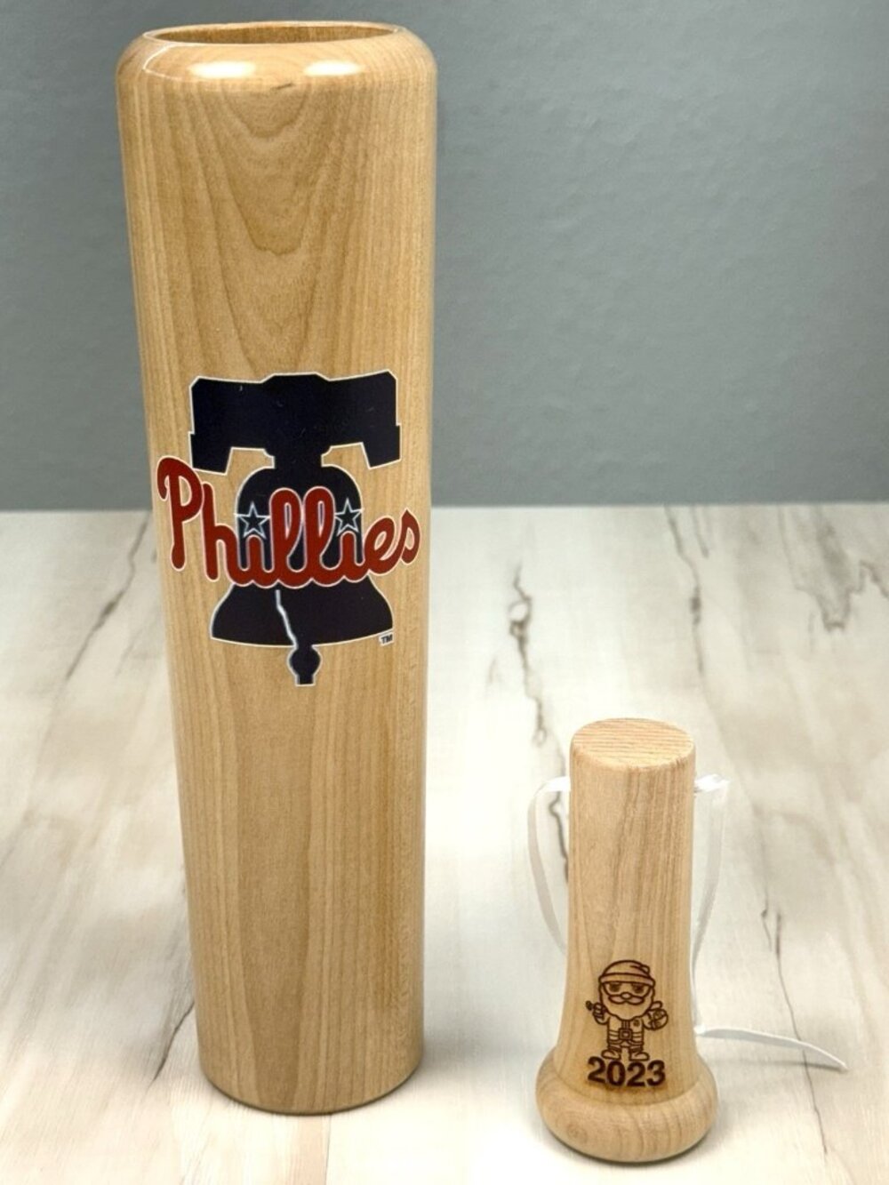 2023 DUGOUT MUGS 10" Philadelphia Phillies Wood Baseball Bat Cup & Ornament NEW